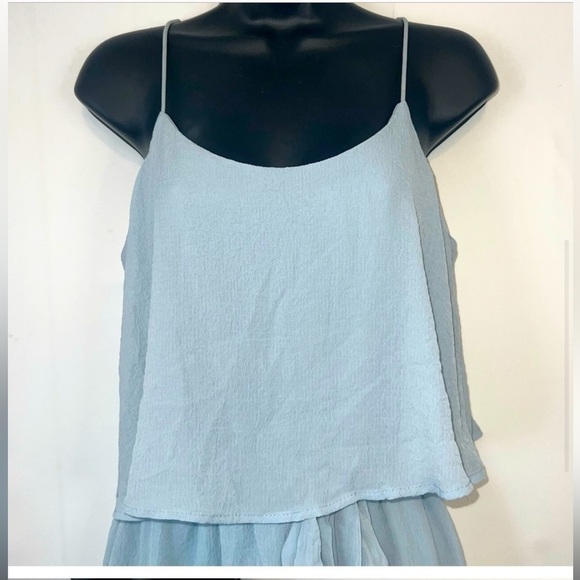 She and Sky Gauzy Layered Baby Blue One Piece Romper Shorts Tie Waist Size L - Picture 3 of 9